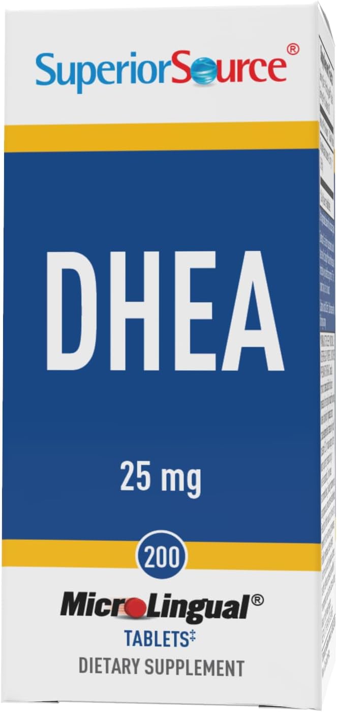 DHEA 25 mg Quick Dissolve Micro Tablets, 200 Count - Promotes Hormone Balance, Mood, Muscle Mass, Libido - Non-GMO - Men & Women