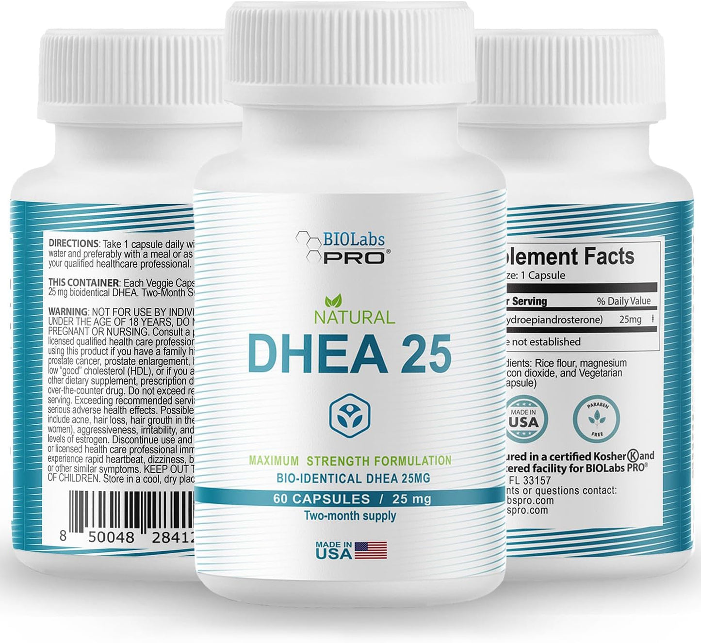DHEA Supplement for Hormone Balance - Maximum Strength Formulation for Men and Women - Gluten Free - Vegetarian Capsules - 2 Month Supply