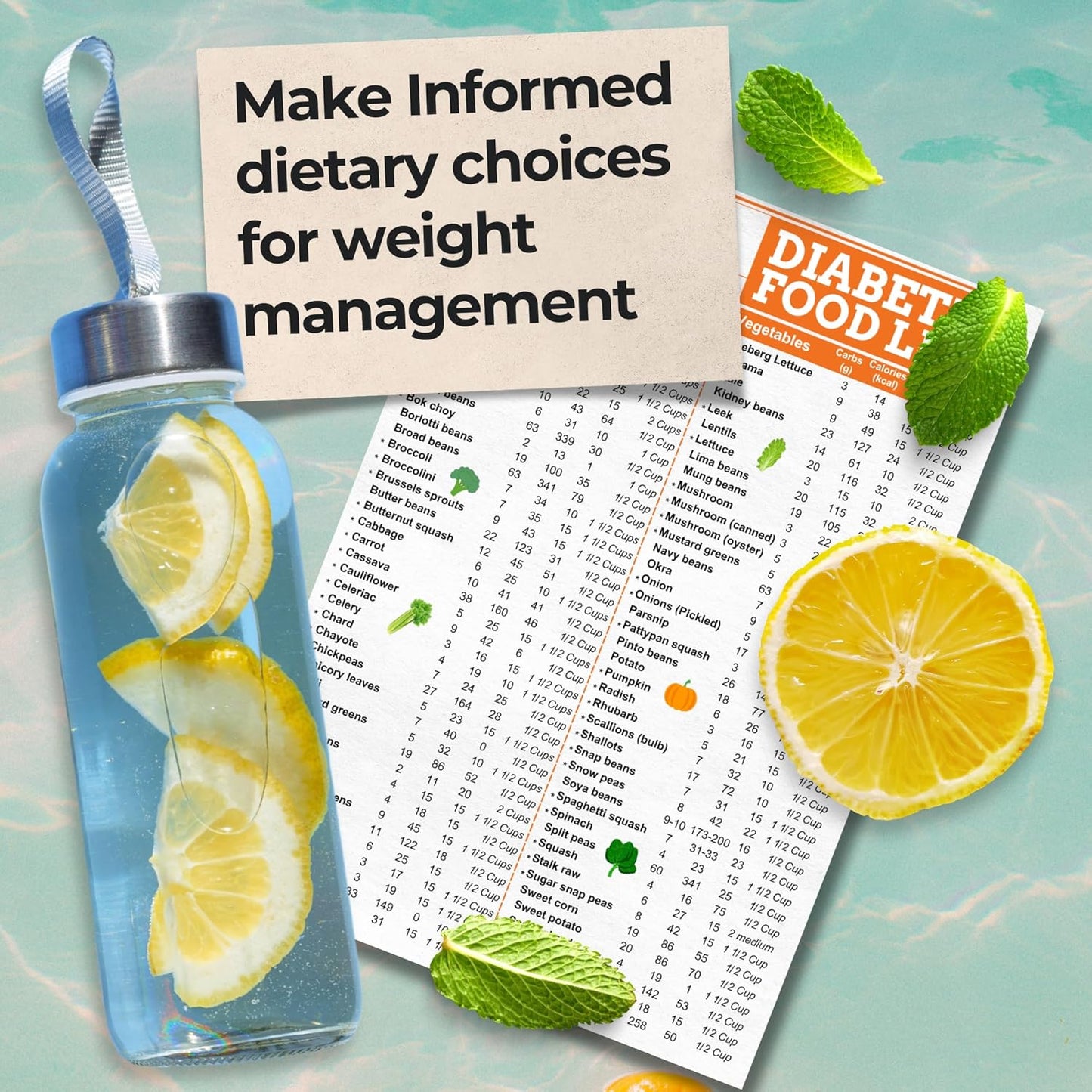 Diabetes-Friendly Grocery Shopping List: Calorie, Carb, and Glycemic Index Count for Blood Sugar Control - Pamphlet, Laminated