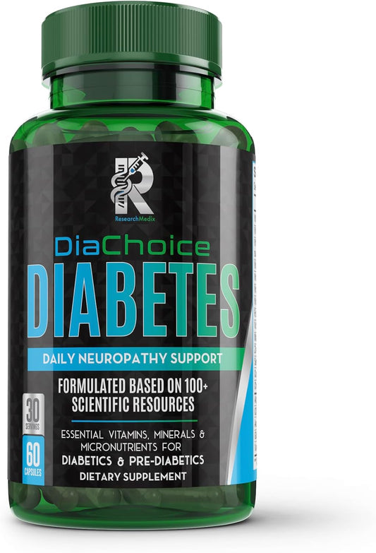 DiaChoice Neuropathy Support with Alpha Lipoic Acid 600mg for Nerve Health & Function - ALA, CoQ10, Magnesium, Zinc, B Vitamins, D, C, E & More