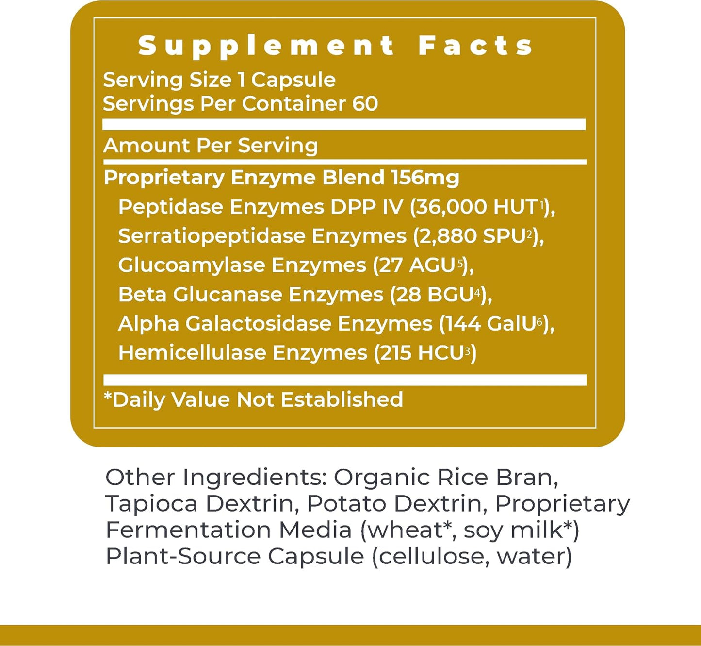 Digestase-SP Enzyme Supplement - Supports Carbohydrate and Protein Digestion - Plant-Based Relief for Intestinal Gas and Bloating - 60 Capsules