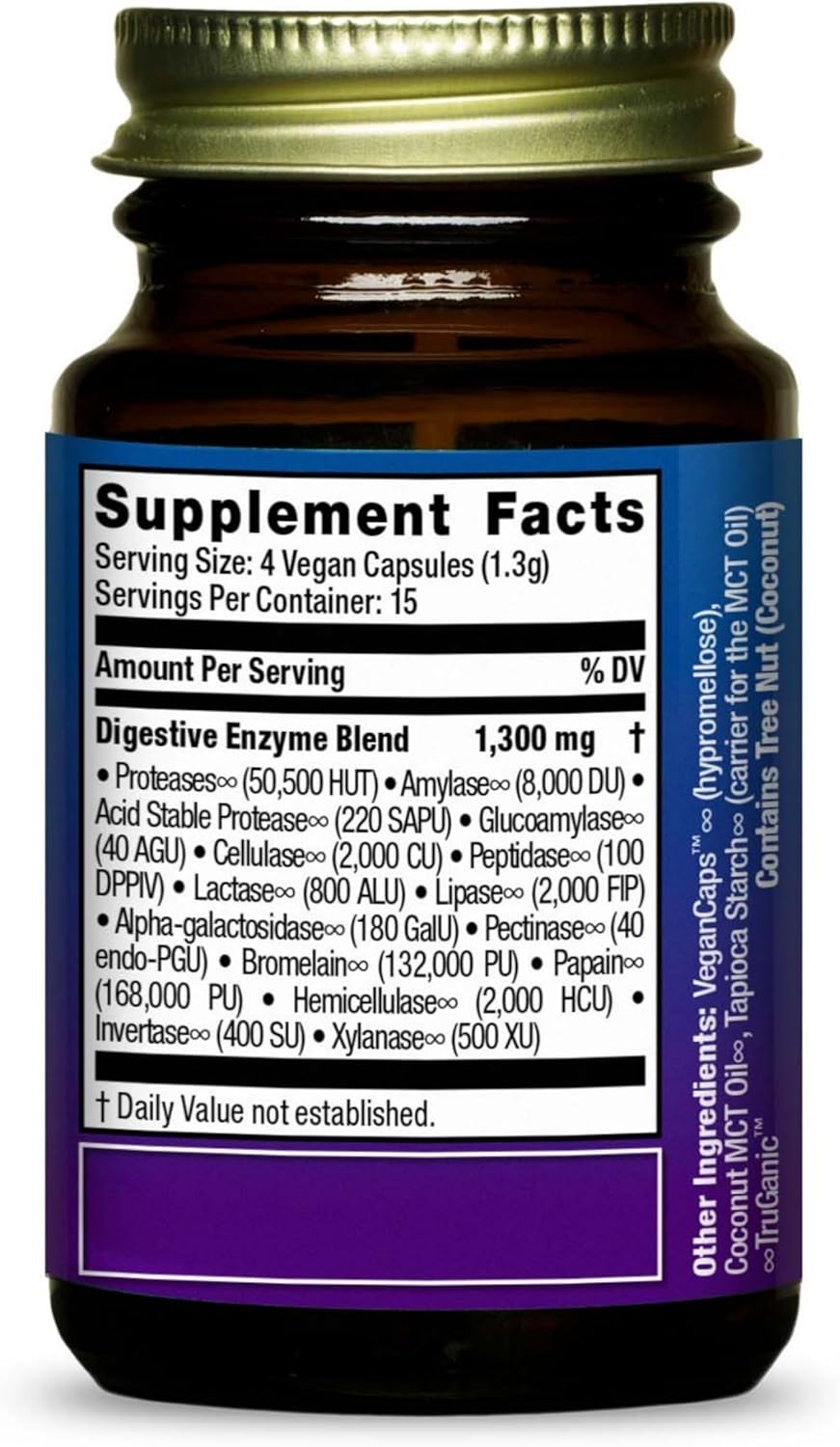 Digestion Enhancement Enzymes - 60 Vegan Capsules by HealthForce SuperFoods