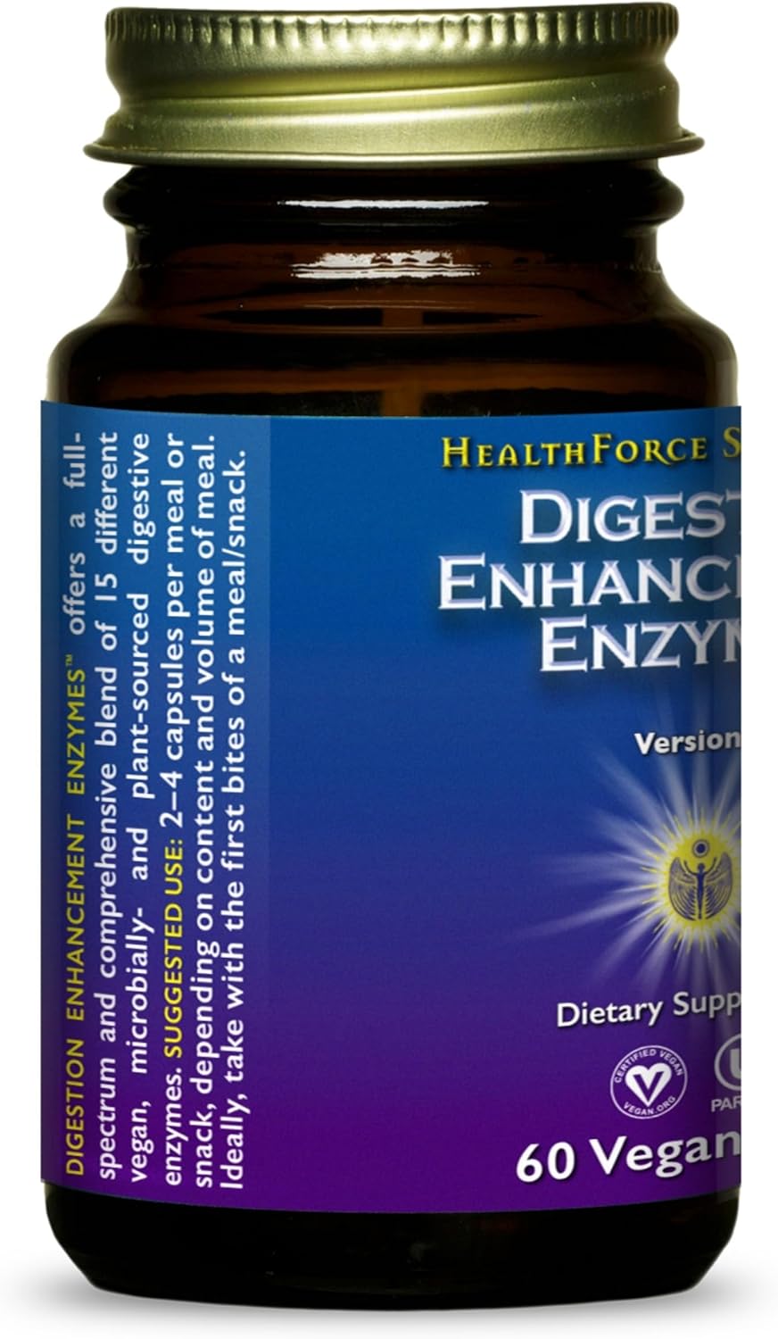 Digestion Enhancement Enzymes - 60 Vegan Capsules by HealthForce SuperFoods