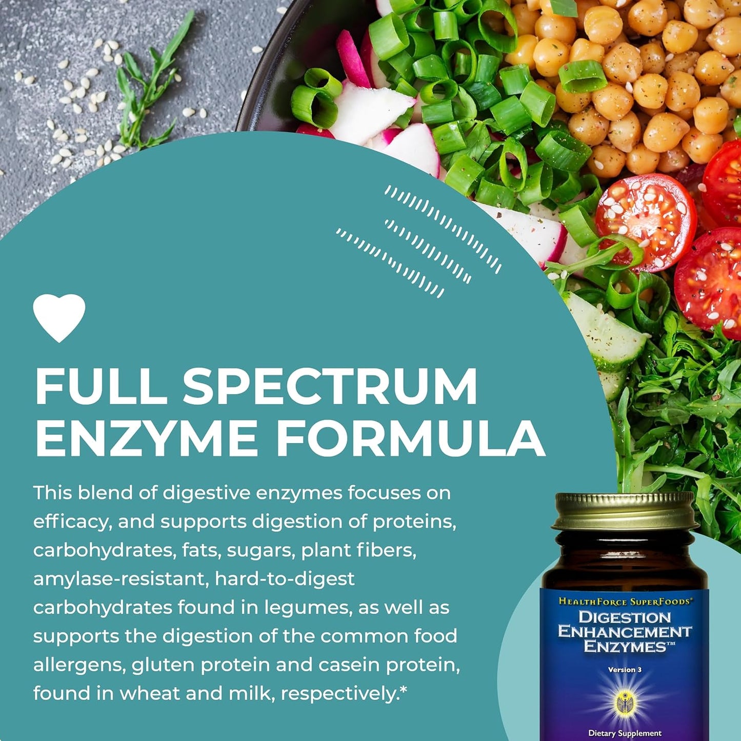 Digestion Enhancement Enzymes - 60 Vegan Capsules by HealthForce SuperFoods