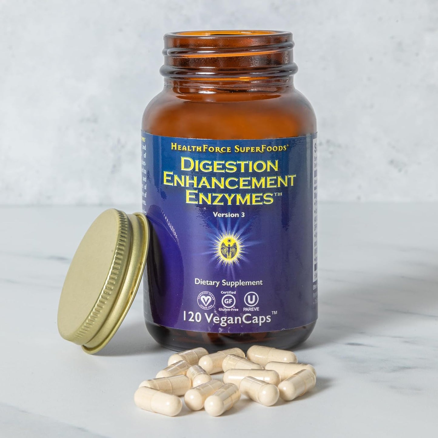 Digestion Enhancement Enzymes - 60 Vegan Capsules by HealthForce SuperFoods