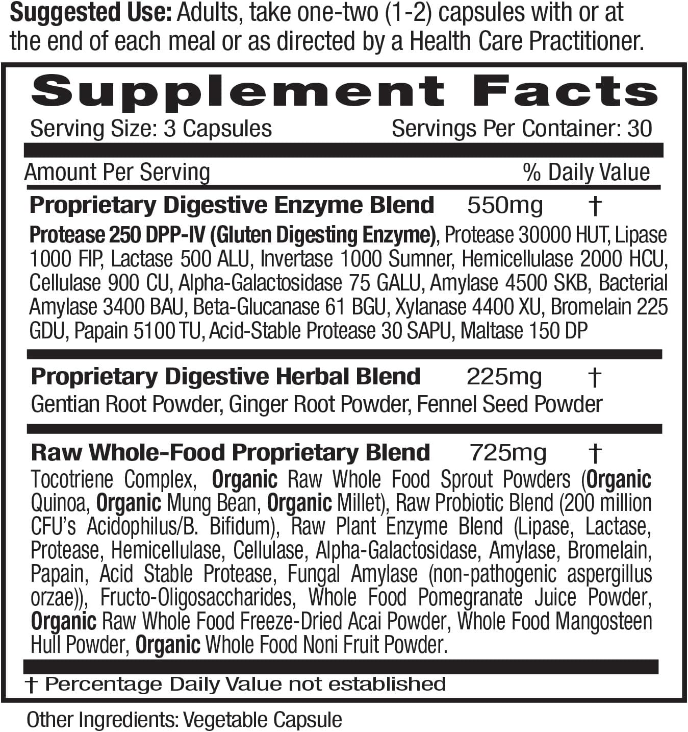 Digestive Aid with Probiotics & Enzymes - Supports Gut Health & Regularity - Vegetarian - 90 Capsules