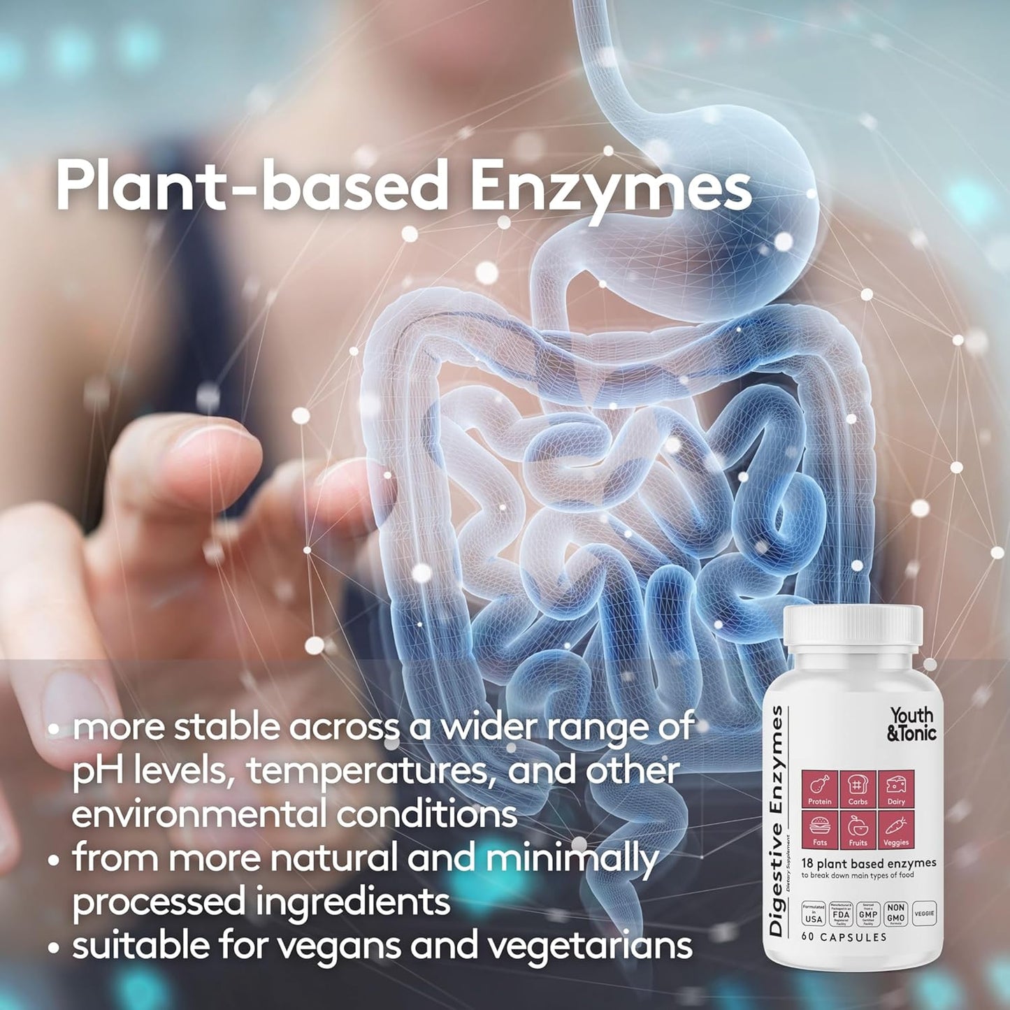 Digestive and Renal Systems Health Bundle: Youth & Tonic Liver Support, Kidney Cleanse, Colon Cleanse, Digestive Enzymes Pills
