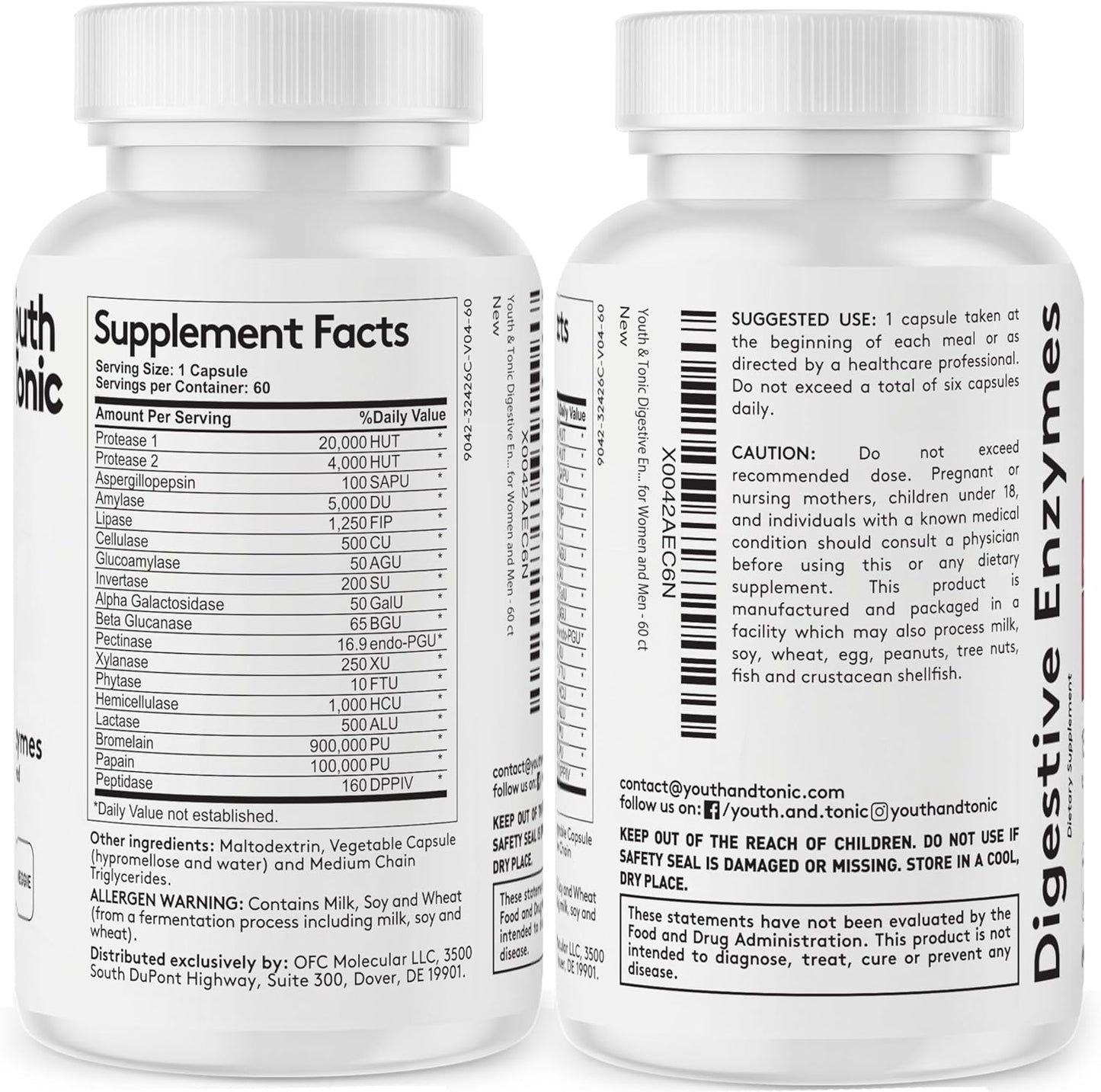 Digestive and Renal Systems Health Bundle: Youth & Tonic Liver Support, Kidney Cleanse, Colon Cleanse, Digestive Enzymes Pills
