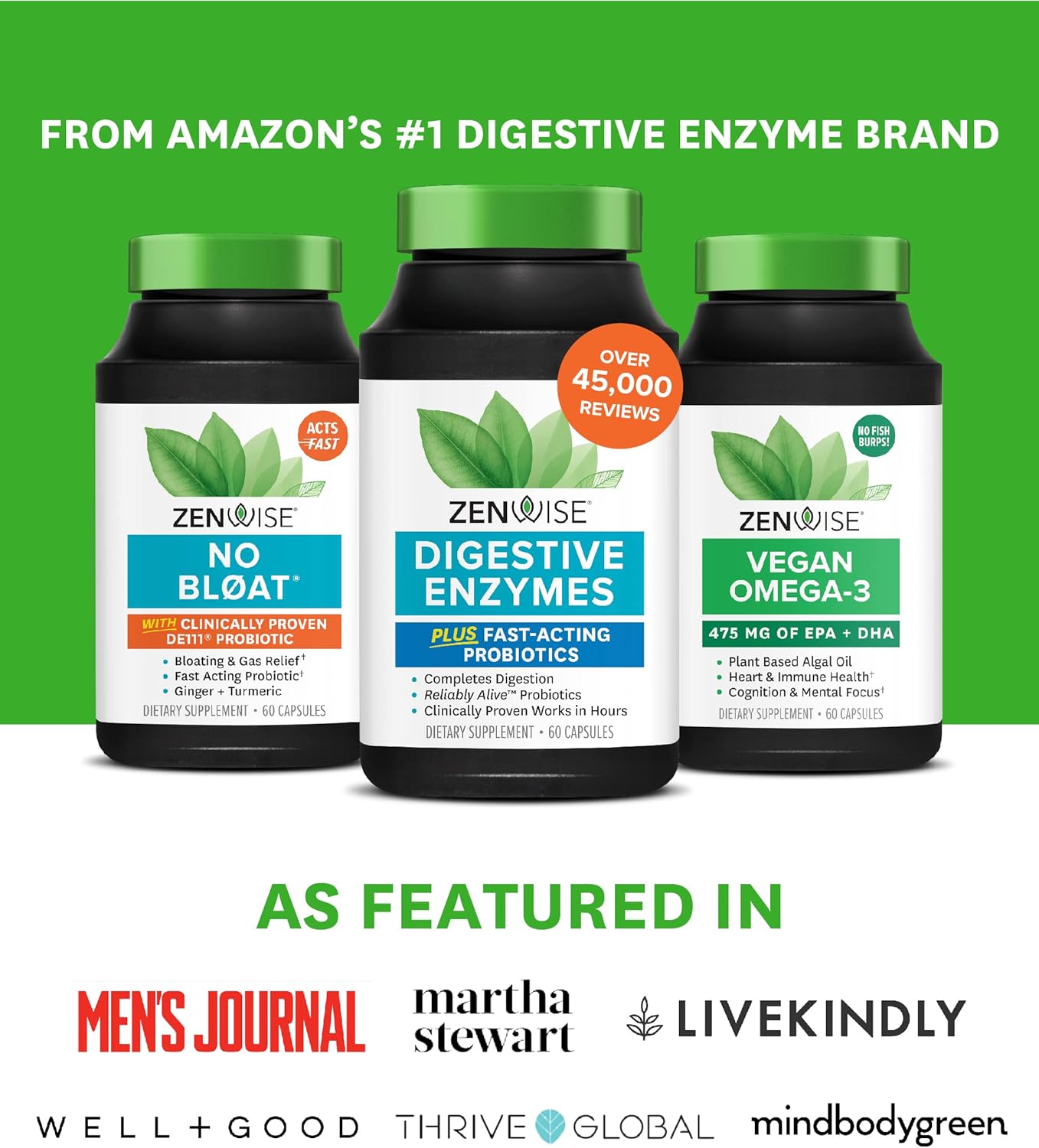Digestive Bliss Bundle: Enzymes, No Bloat, Probiotics - Pre & Post Meal Digestive Health Kit