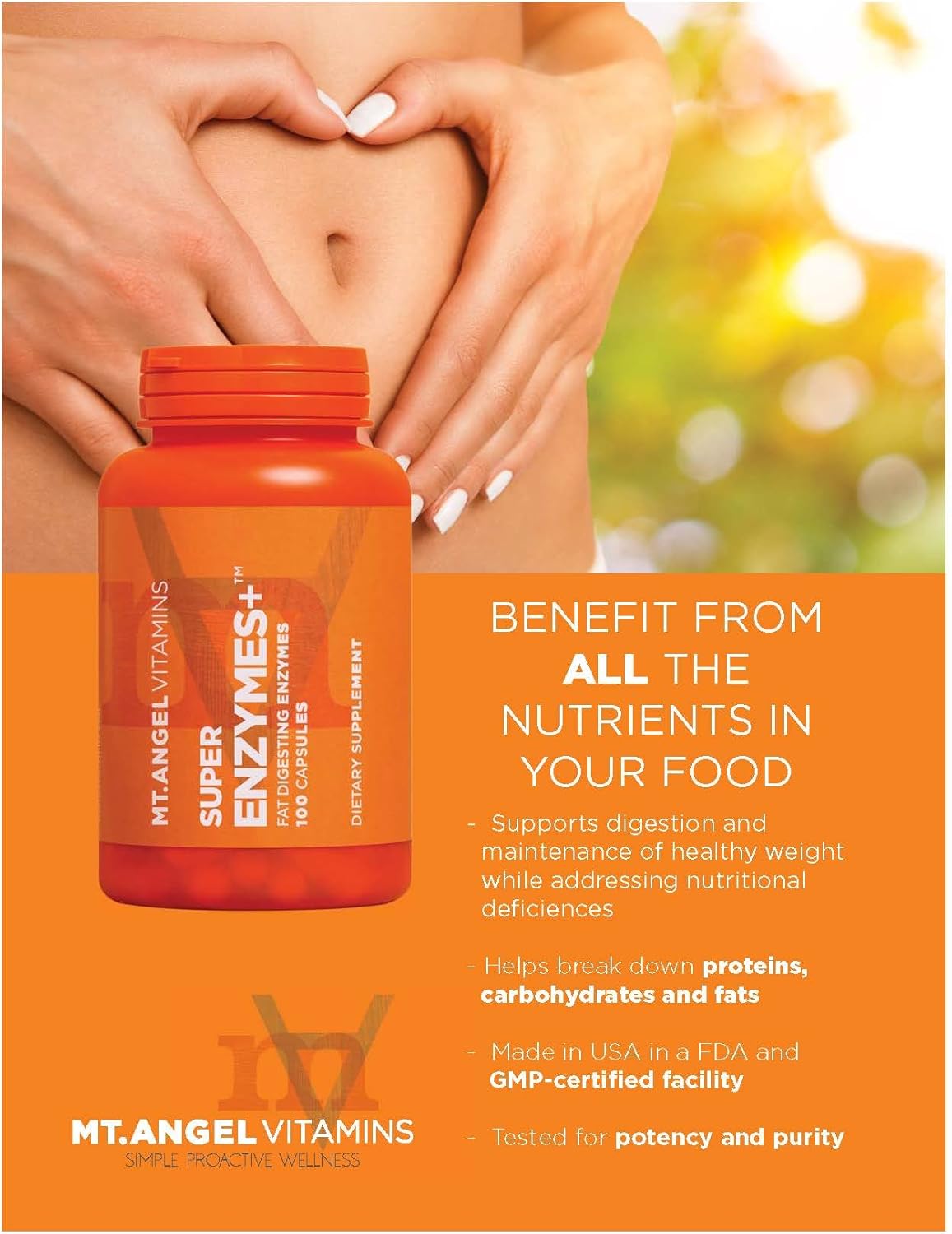 Digestive Enzyme Supplement - Mt. Angel Vitamins Super Enzymes + for Fat Digestion (100 Capsules)