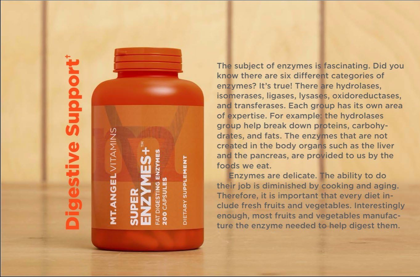 Digestive Enzyme Supplement - Mt. Angel Vitamins Super Enzymes + for Fat Digestion (100 Capsules)