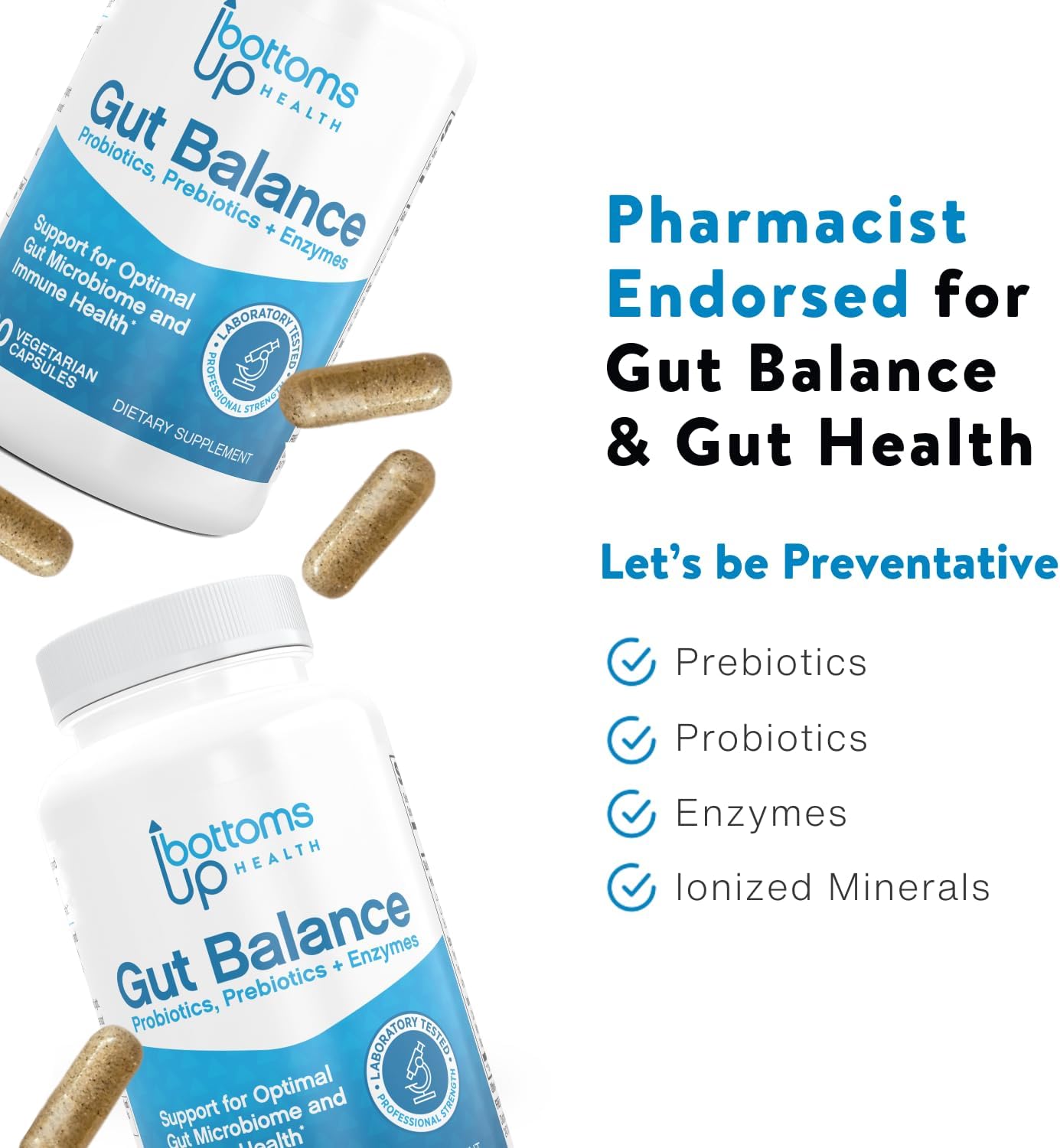 Digestive Enzymes and Probiotics for Gut Balance - 60 Veggie Capsules for Digestive Health