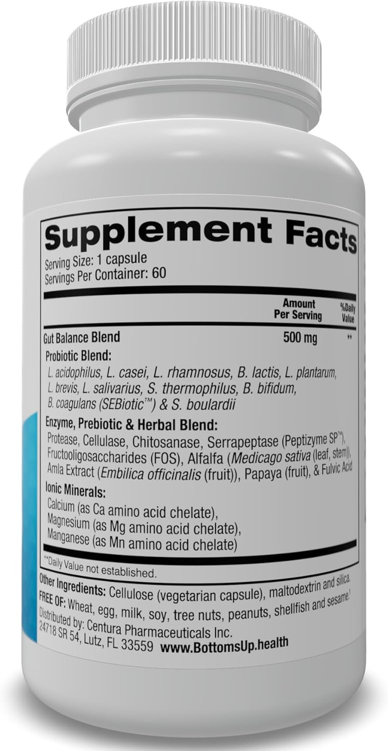 Digestive Enzymes and Probiotics for Gut Balance - 60 Veggie Capsules for Digestive Health