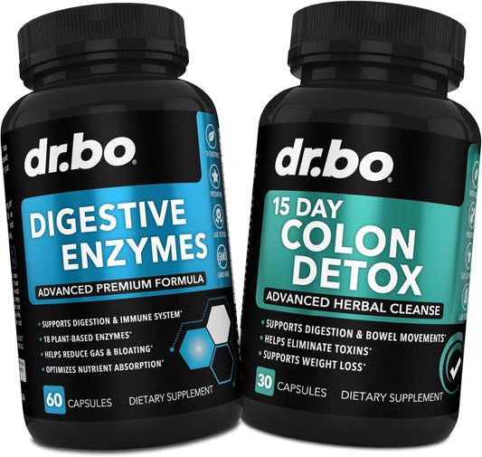 Digestive Enzymes & Colon Cleanser Detox - Natural 15 Day Intestinal Cleanse Pills for Men & Women - Fast Constipation Relief & Bowel Movement Support