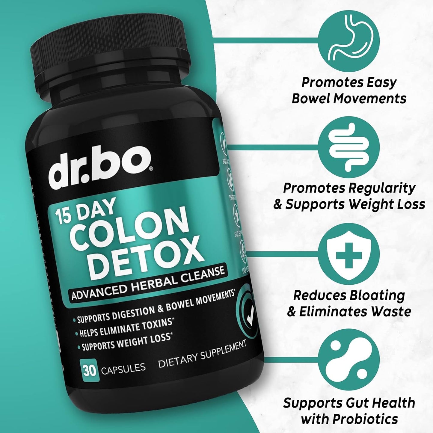 Digestive Enzymes & Colon Cleanser Detox - Natural 15 Day Intestinal Cleanse Pills for Men & Women - Fast Constipation Relief & Bowel Movement Support