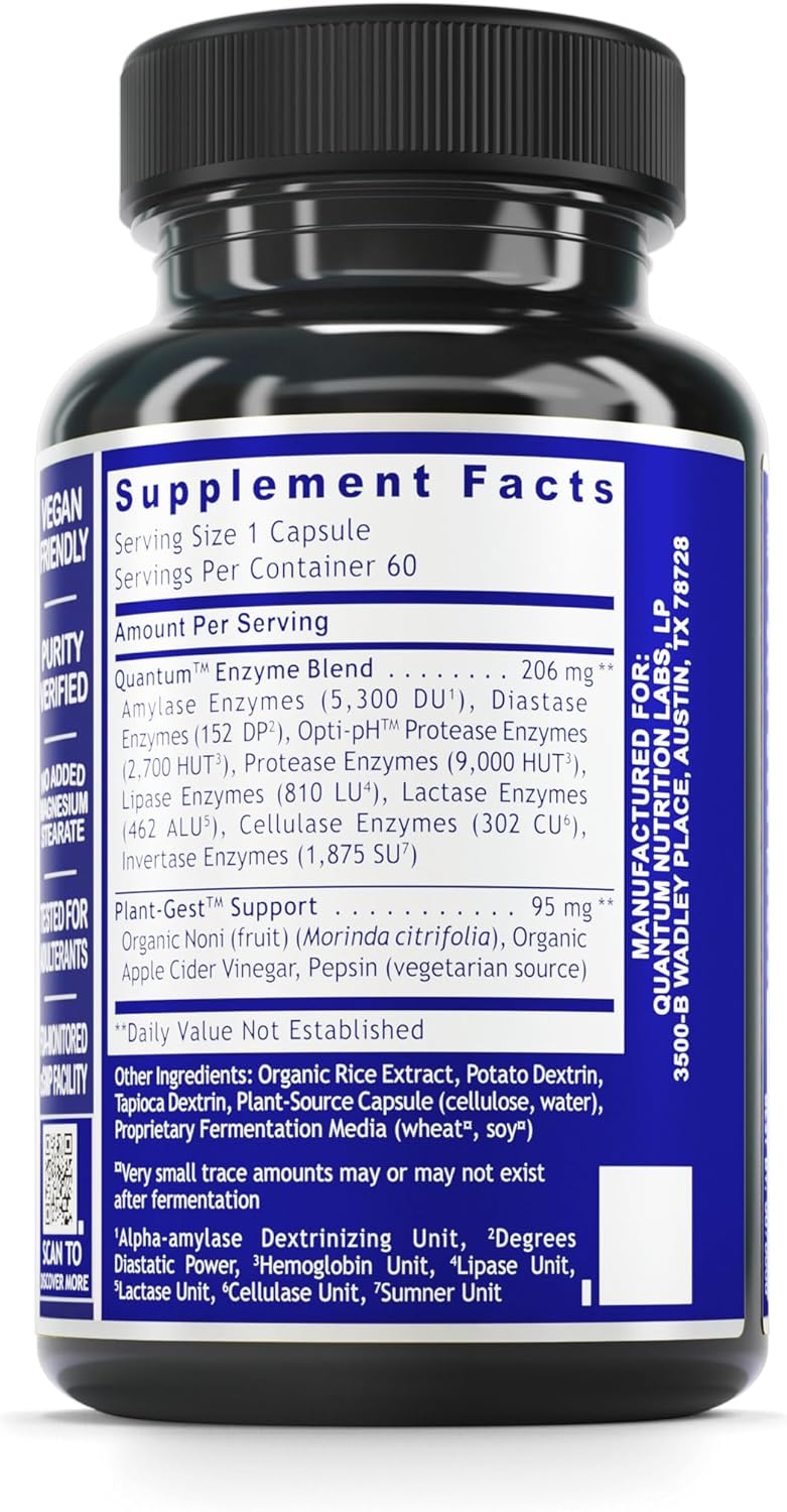 Digestive Enzymes for Gut Health - Quantum Nutrition Labs Quantum Digest Supplement for Men and Women - Vegan Capsules for Digestion Support - BoostGo Australia
