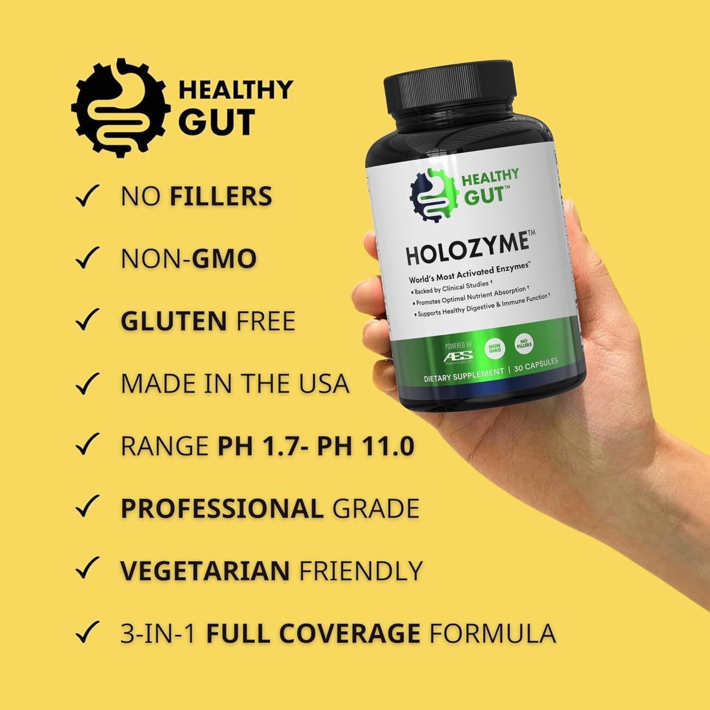 Digestive Enzymes for Healthy Gut | Protease, Amylase, Lipase, Lactase, & More | Enjoy Favorite Foods | 15 Servings