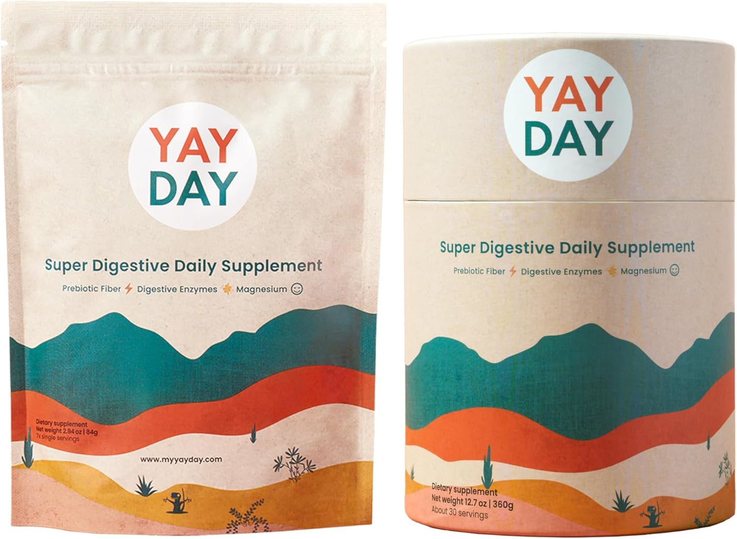 Digestive Enzymes & Prebiotic Fiber Powder Bundle with Magnesium - Gut Health, Sleep, Regularity, Bloating & Constipation Relief - Citrus Flavor (37 Servings)