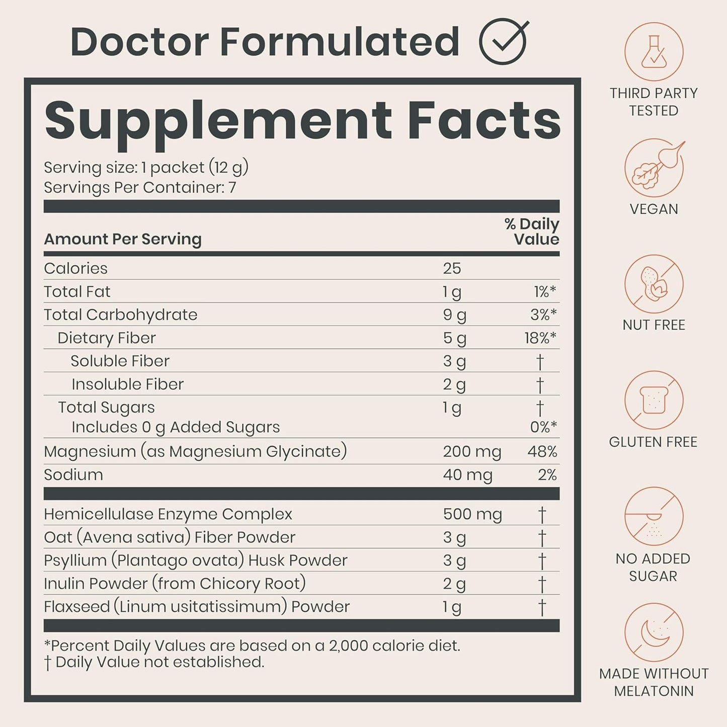 Digestive Enzymes & Prebiotic Fiber Powder for Gut Health & Sleep - Citrus Flavor, 7 Servings