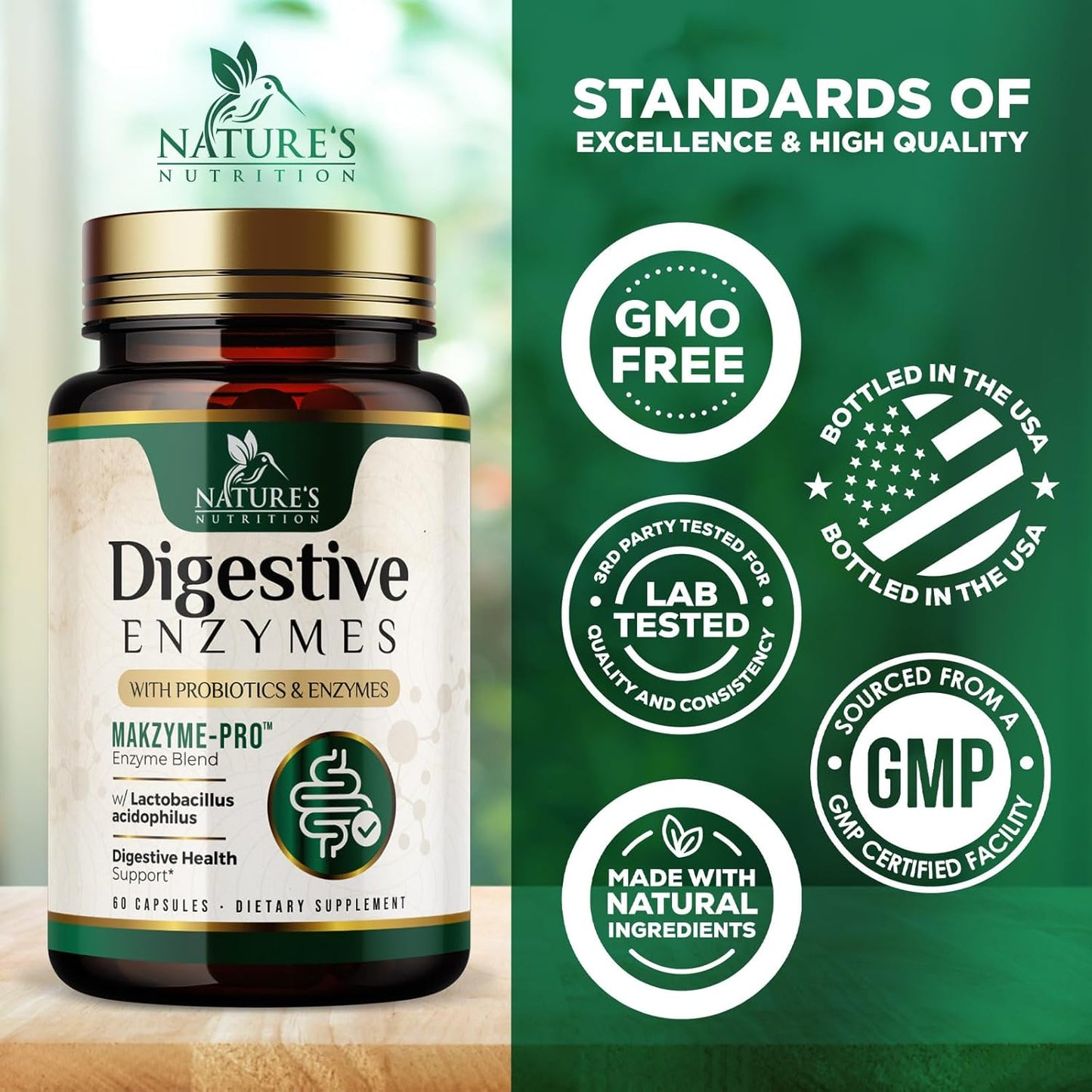 Digestive Enzymes with Probiotics and Prebiotics for Gut Health - Daily Probiotic Multi Enzymes for Women and Men - 60 Capsules
