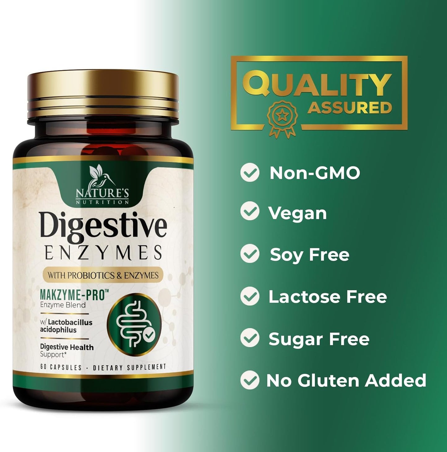 Digestive Enzymes with Probiotics and Prebiotics for Gut Health - Daily Probiotic Multi Enzymes for Women and Men - 60 Capsules