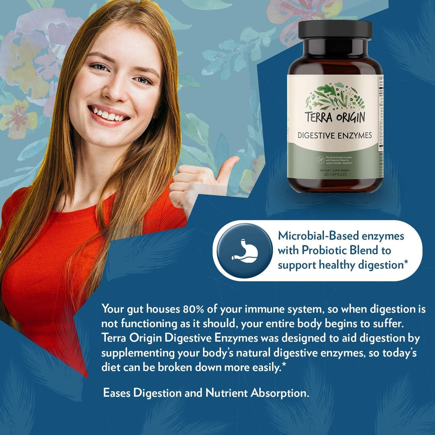 Digestive Enzymes with Probiotics for Healthy Digestion - 60 Servings, Gluten-Free, Made in USA