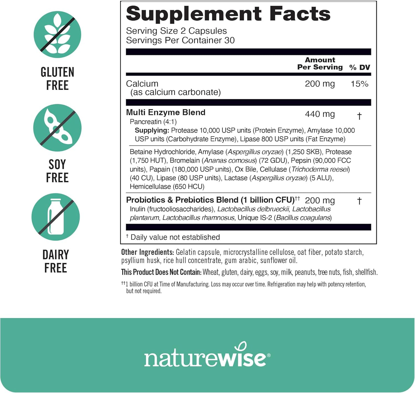 Digestive Enzymes with Probiotics, Prebiotics, Bromelain, and Papaya - Soy-Free Non-GMO Capsules - 60 Count - BoostGo Australia