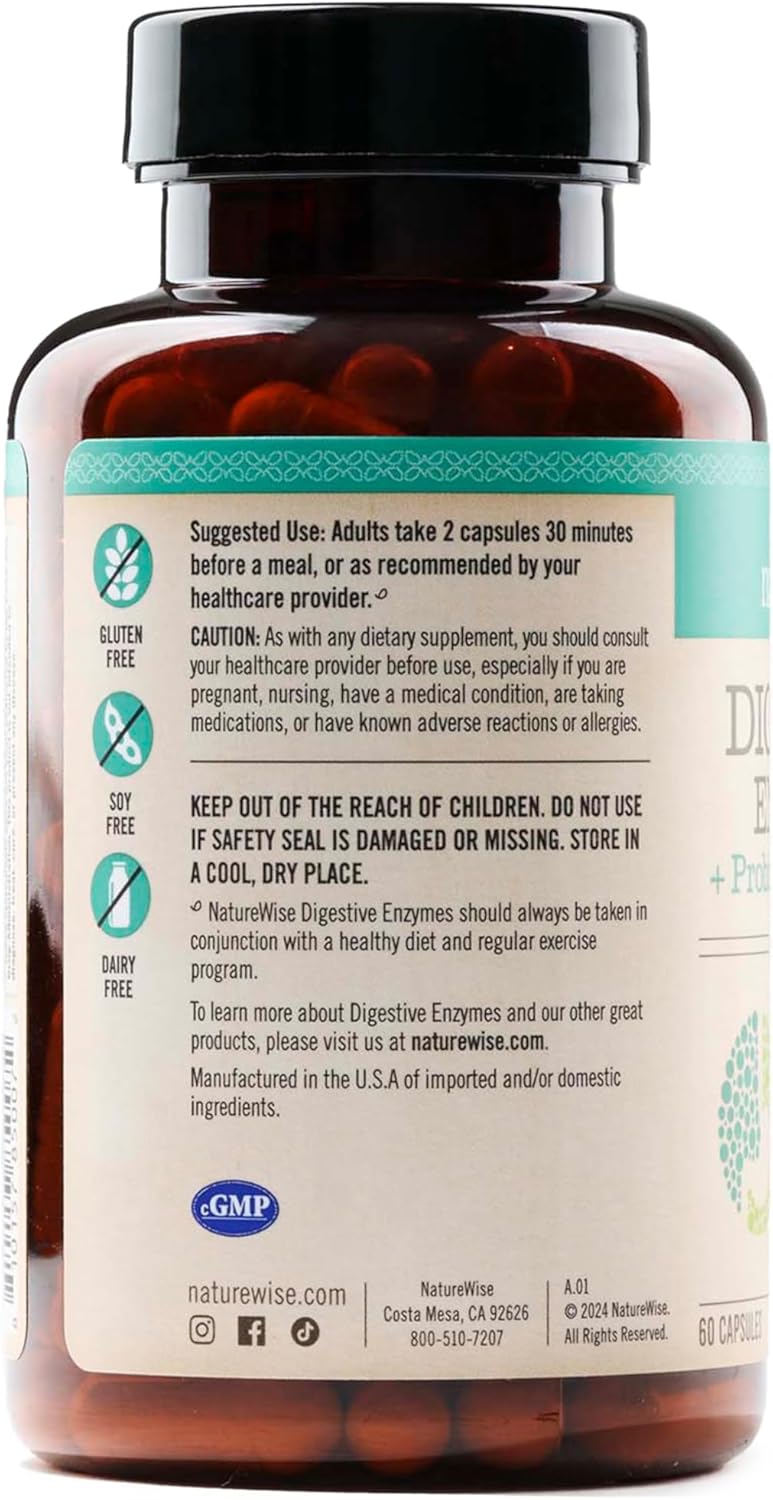 Digestive Enzymes with Probiotics, Prebiotics, Bromelain, and Papaya - Soy-Free Non-GMO Capsules - 60 Count - BoostGo Australia