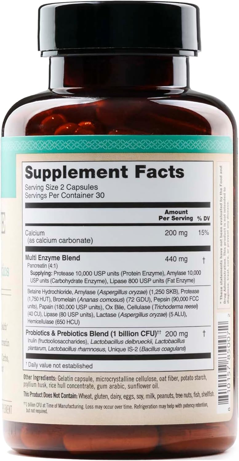 Digestive Enzymes with Probiotics, Prebiotics, Bromelain, and Papaya - Soy-Free Non-GMO Capsules - 60 Count - BoostGo Australia