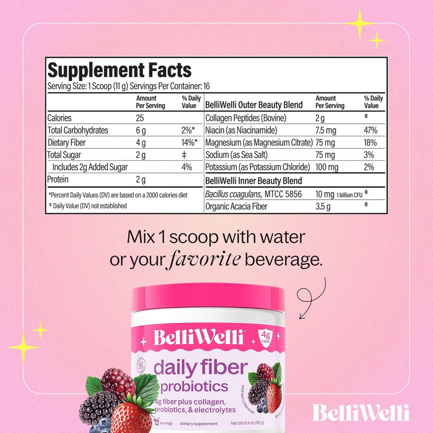 Digestive Health Bundle: Daily Fiber Supplement with Collagen, Probiotics, and Electrolytes in Peach Mango & Wild Berry Flavors - 32 Servings