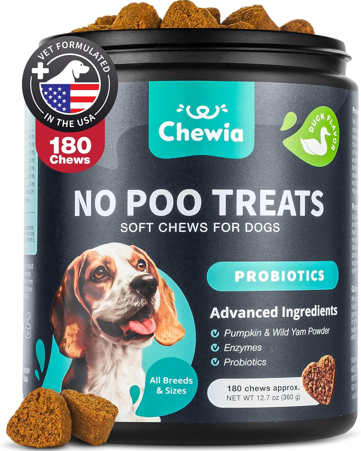 Digestive Health Chews for Dogs - No Poo & Stool Eating Deterrent - Probiotics for Dogs - Immune Health Treats for Dogs