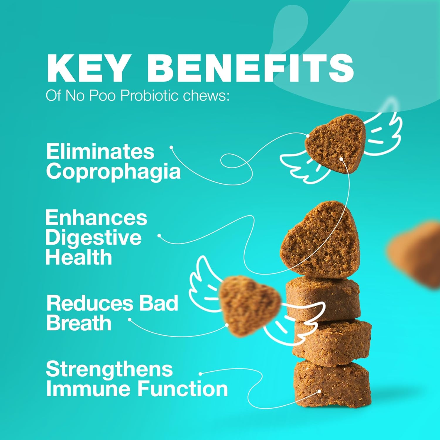 Digestive Health Chews for Dogs - No Poo & Stool Eating Deterrent - Probiotics for Dogs - Immune Health Treats for Dogs