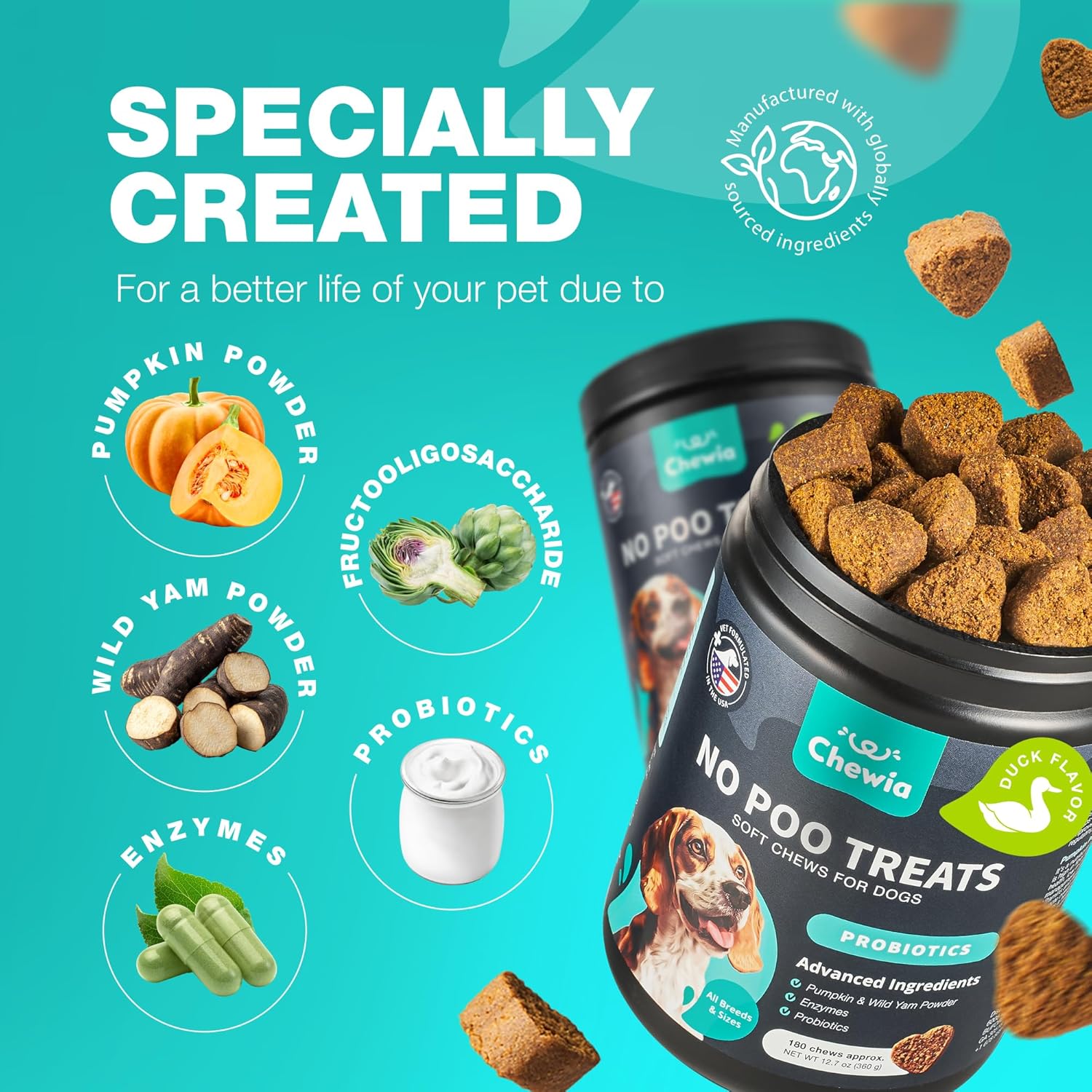 Digestive Health Chews for Dogs - No Poo & Stool Eating Deterrent - Probiotics for Dogs - Immune Health Treats for Dogs