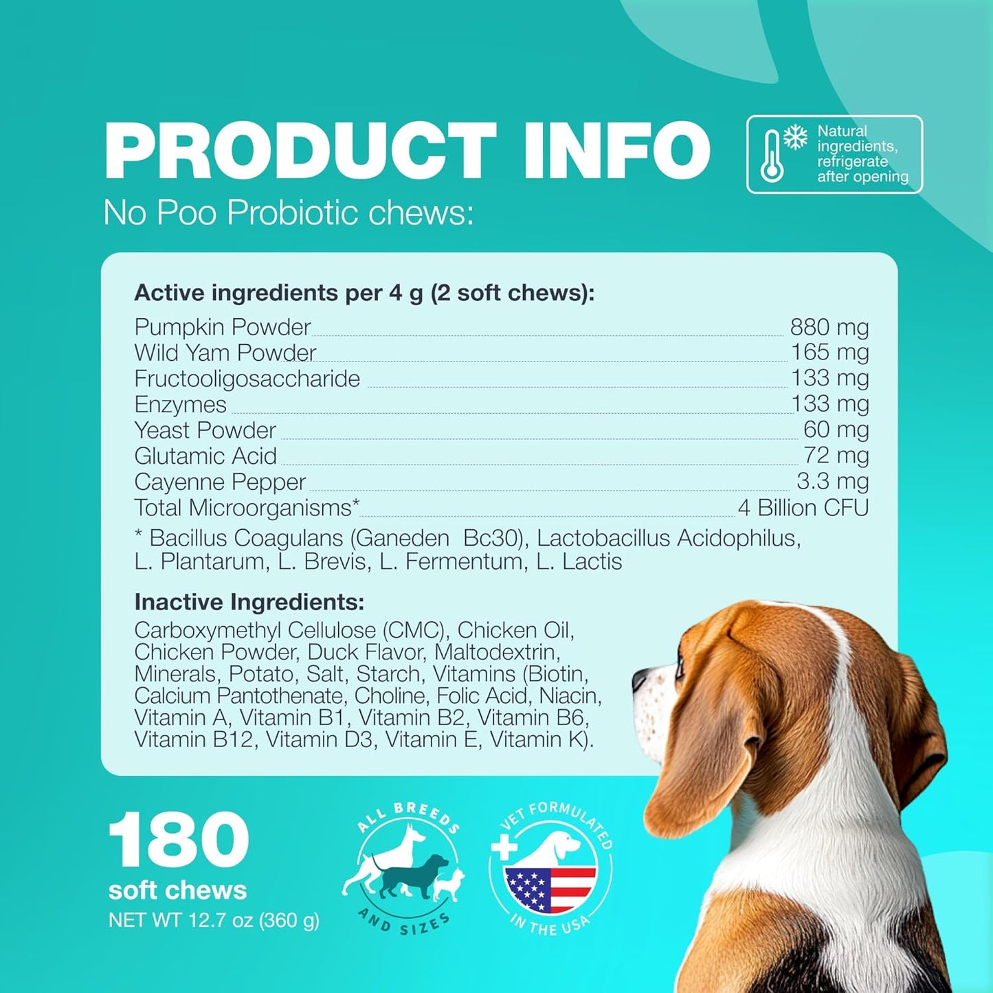 Digestive Health Chews for Dogs - No Poo & Stool Eating Deterrent - Probiotics for Dogs - Immune Health Treats for Dogs