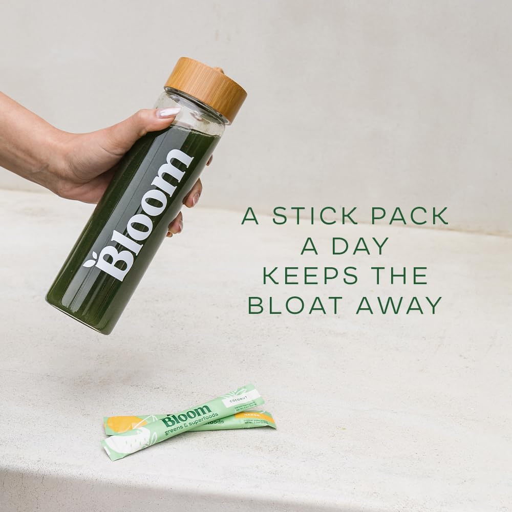 Digestive Health Greens Powder Packets with Probiotics, Enzymes, Spirulina & Chlorella - Strawberry Kiwi Flavor, 15 Sticks