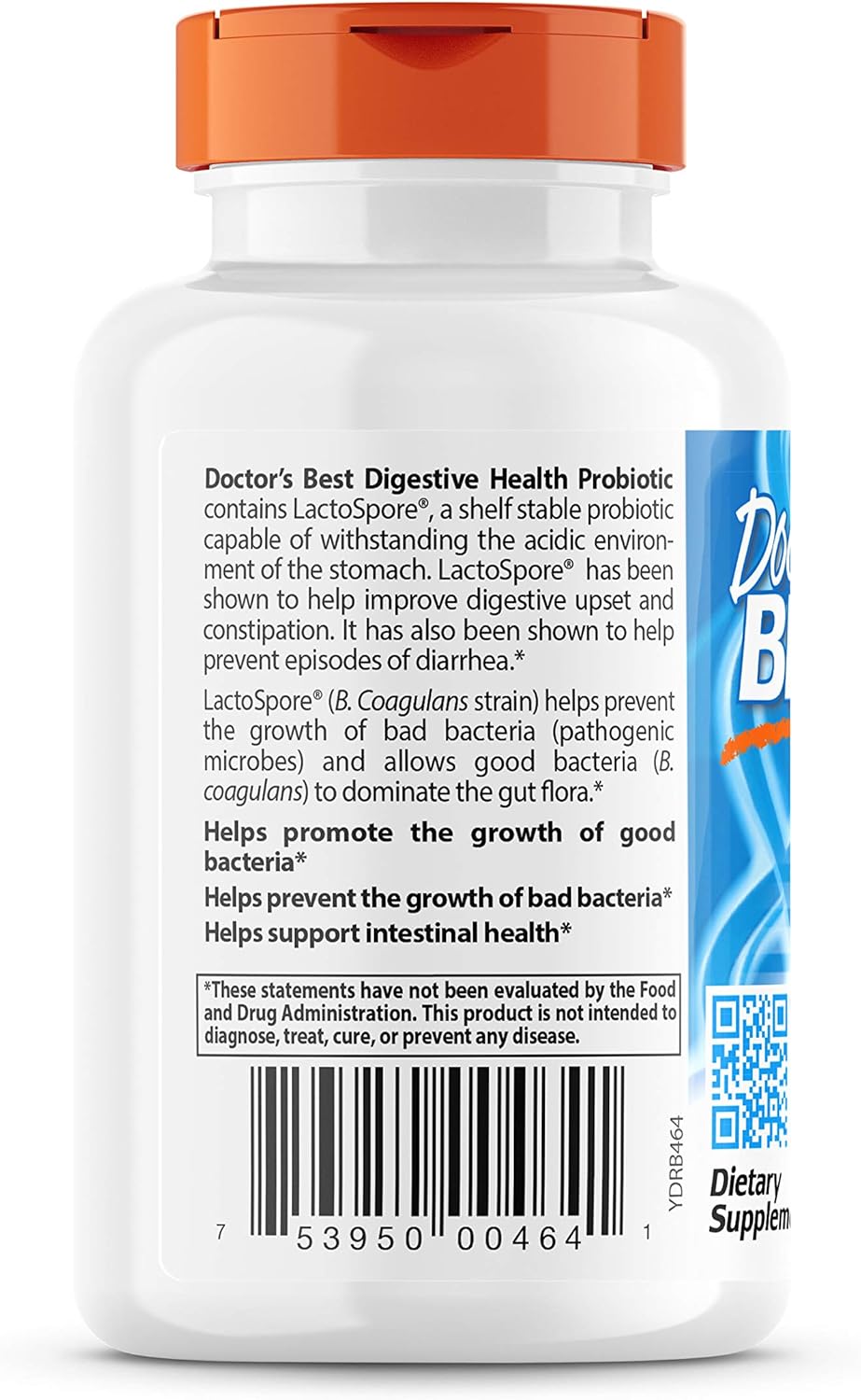 Digestive Health Probiotic with Lactospore - Vegan, Non-GMO, Soy & Gluten Free - 60 Veggie Capsules by Doctor's Best