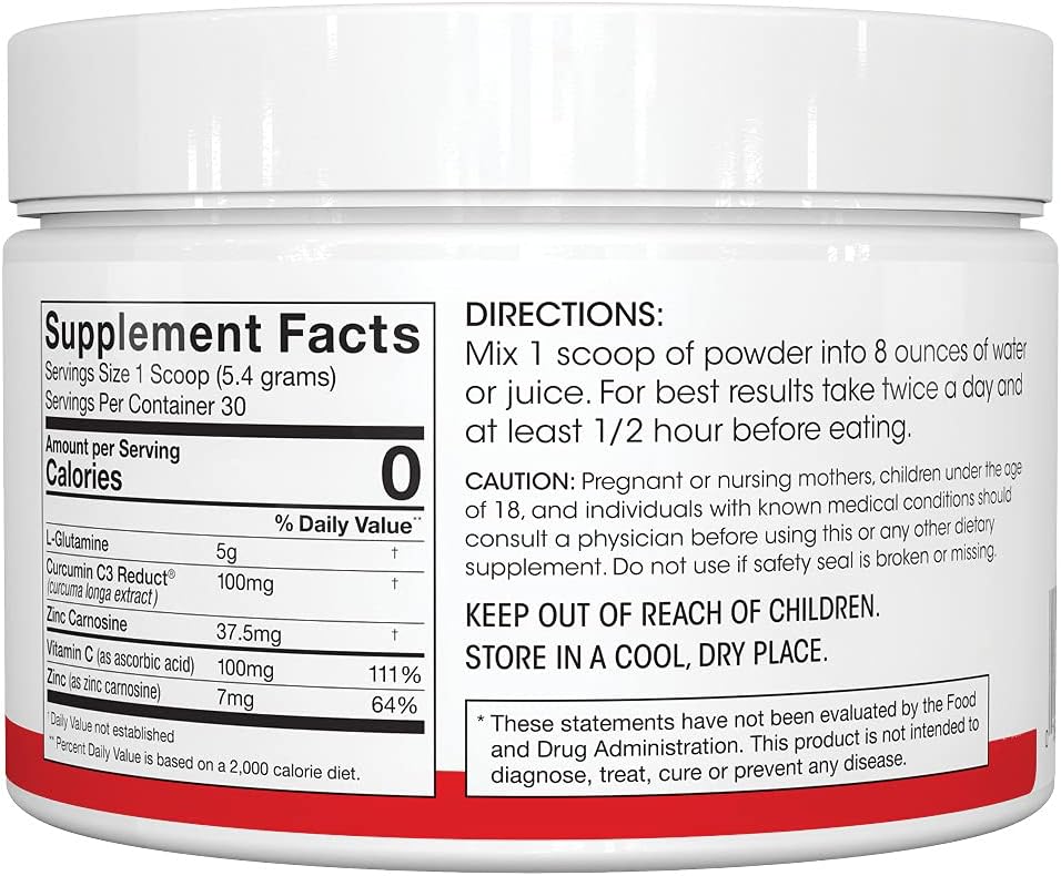 Digestive Health Supplement Powder with L-Glutamine, Curcumin, Zinc & Ascorbic Acid - Silver Fern Gut Repair