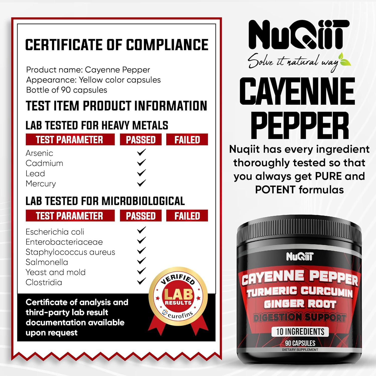 Digestive Health Supplement with Cayenne Pepper Extract 10:1, Turmeric, Ginger, Citrus Bergamot - 90 Capsules for Immune, Heart, and Joint Health