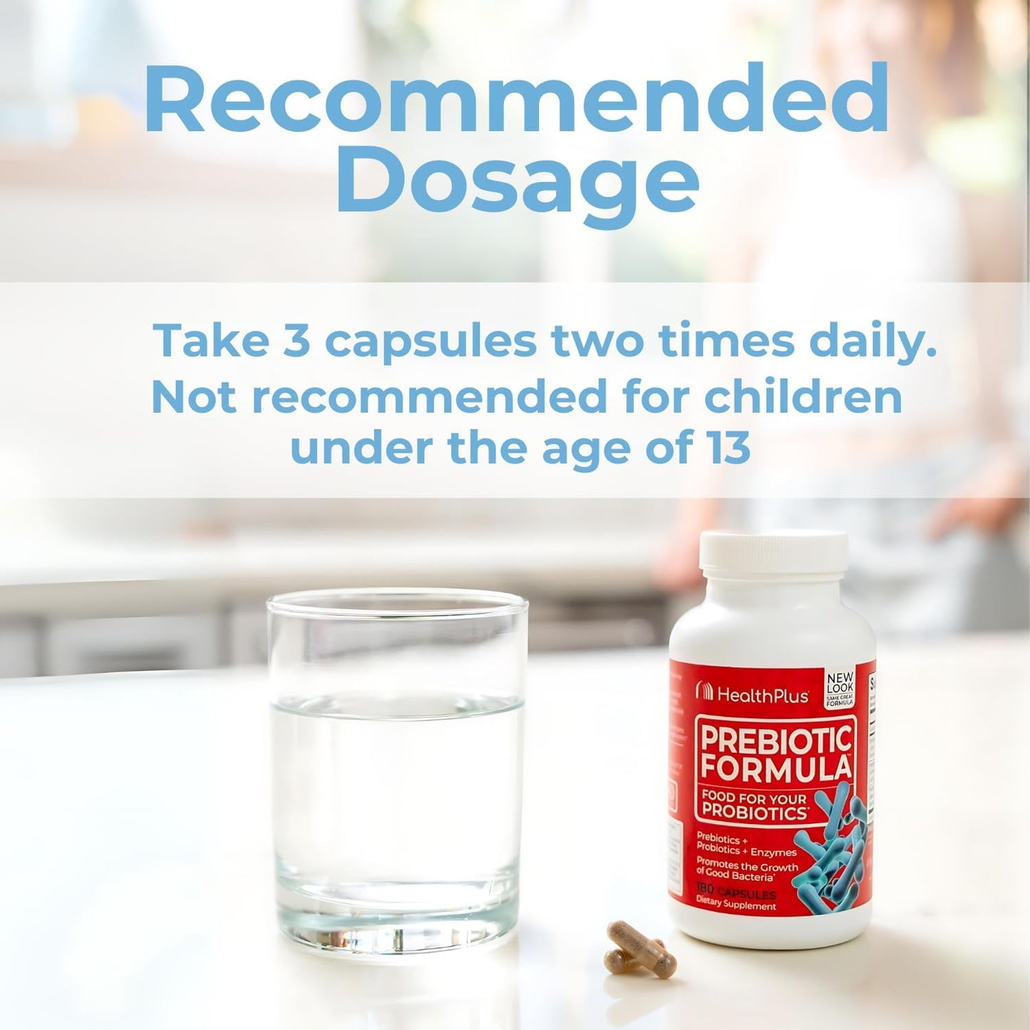 Digestive Health Supplement with Prebiotics, Probiotics, and Enzymes - Gluten-Free, Dairy-Free - 180 Capsules, 60 Servings