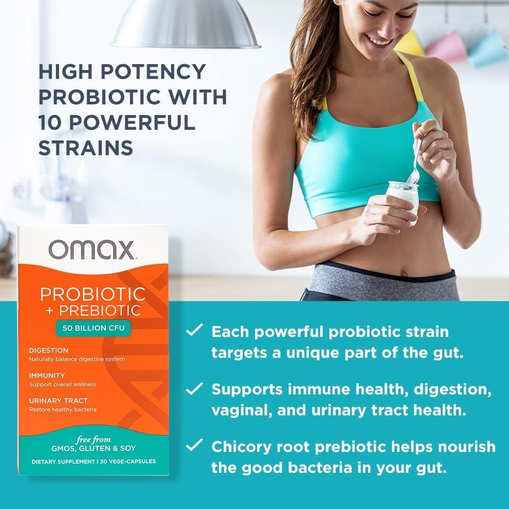 Digestive & Joint Relief Bundle with Prebiotic Probiotic & Turmeric Curcumin Softgels by Omax3 - Improve Gut Health & Reduce Inflammation