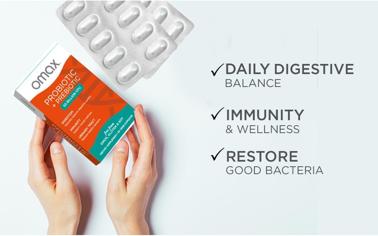 Digestive & Joint Relief Bundle with Prebiotic Probiotic & Turmeric Curcumin Softgels by Omax3 - Improve Gut Health & Reduce Inflammation