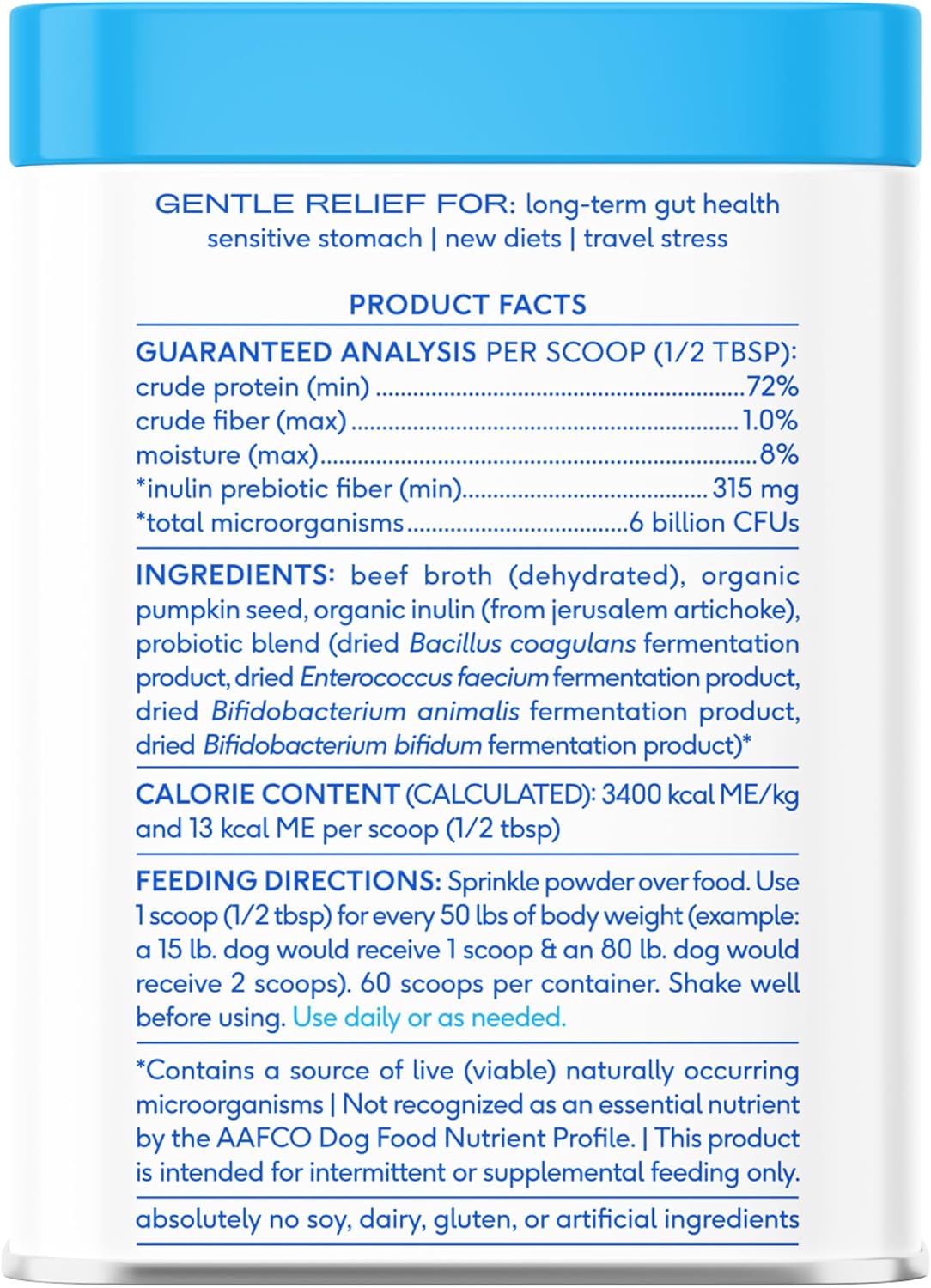 Digestive Powder for Dogs with Prebiotics and Probiotics - 60 Scoops, 8.2 oz - Vet-Formulated Pet Care Supplement with Bone Broth - 232g 6 Billion CFU - Dog Supplies