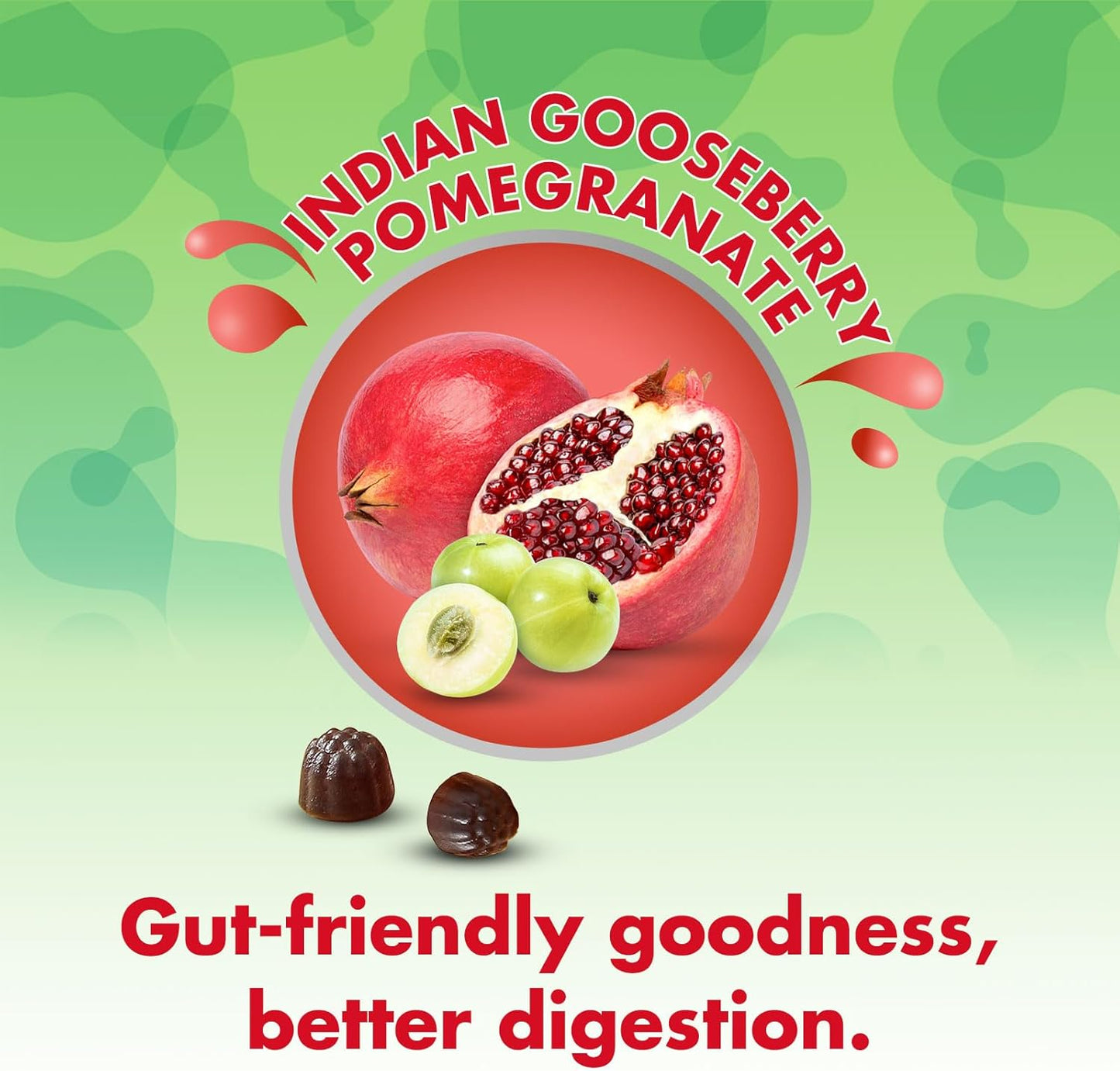 Digestive Support Gummies with Prebiotics, Fiber, and Pomegranate Juice - 120 Gummies for Gut Health (2 Month Supply)