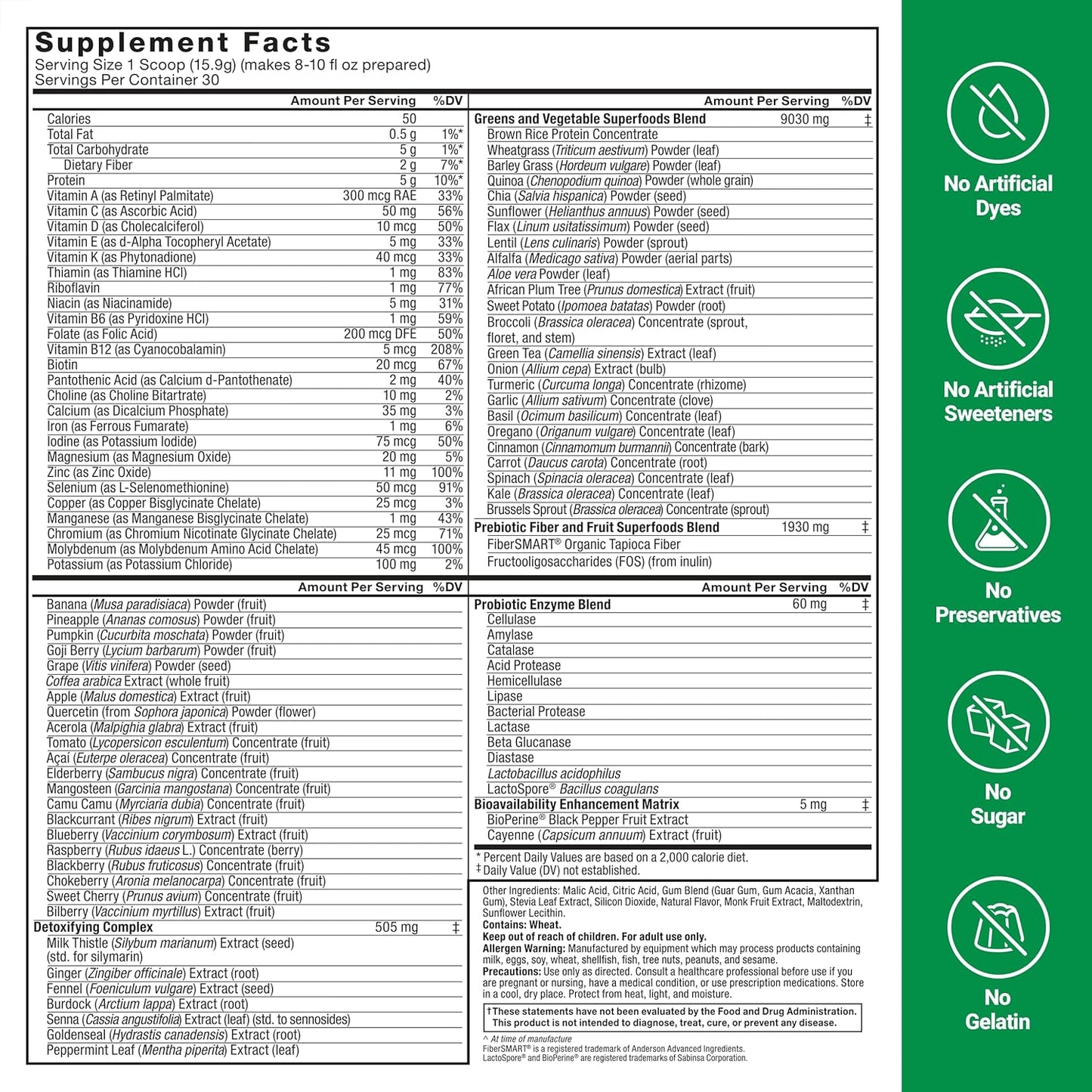 Digestive Support Superfoods Powder with Probiotics & Prebiotics, Enzymes, Adaptogens - Pomegranate Berry, 60 Servings