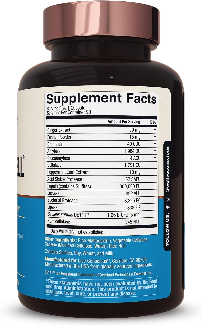 DigestWell Immediate Support - Fast-Acting Digestive Relief with Enzymes, Probiotics & Herbs - Reduces Gas & Bloating - 90 Capsules