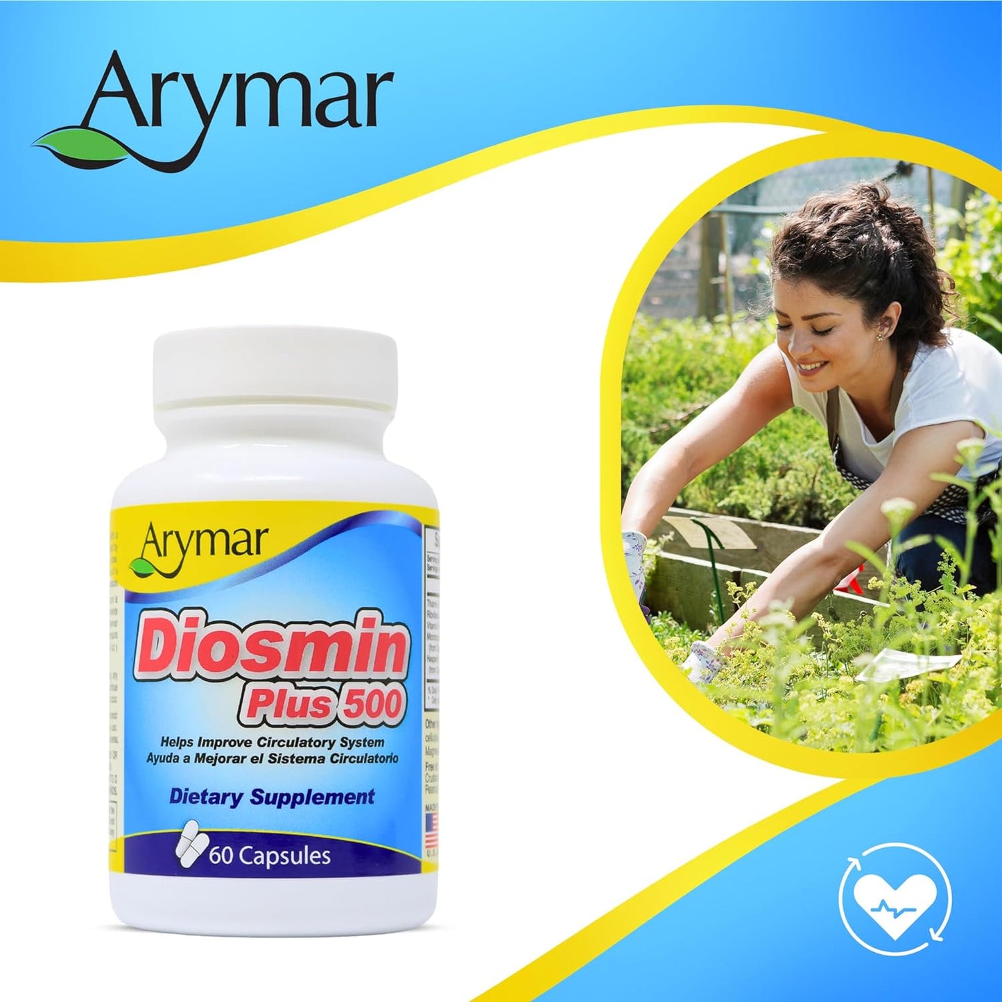 Diosmin Plus 500 Capsules for Circulatory System Support - Pack of 60