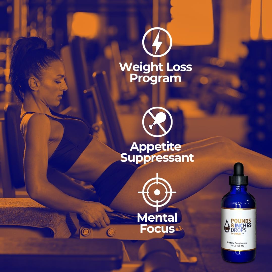 Dirobi Pounds and Inches Drops - Liquid Weight Management Supplement for Women and Men - Blueberry Flavor