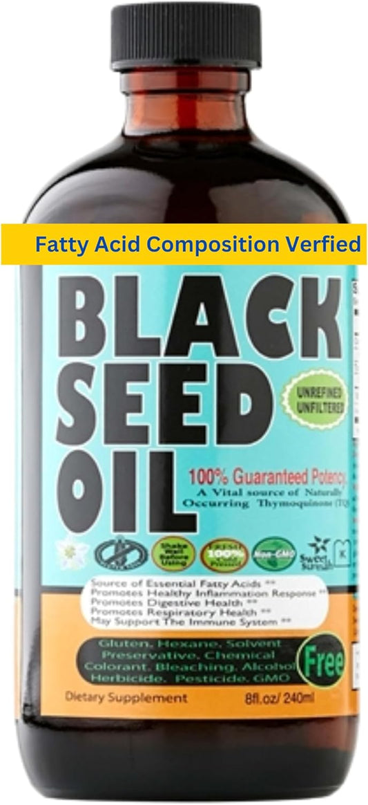 Discover the Power of Sweet Sunnah Black Seed Oil - 8 Oz Cold-Pressed Turkish Black Cumin Oil with High Thymoquinone - Natural Support for Immune, Digestive & Respiratory Health - Super Food Supplement