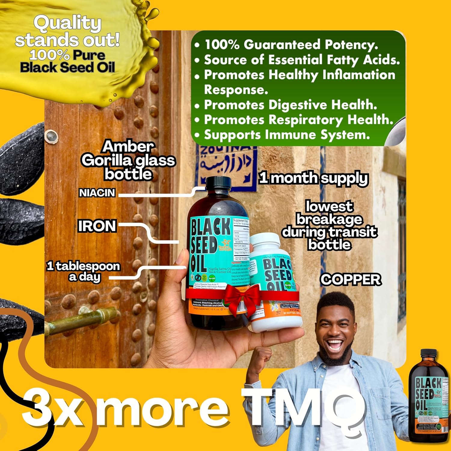 Discover the Power of Sweet Sunnah Black Seed Oil - 8 Oz Cold-Pressed Turkish Black Cumin Oil with High Thymoquinone - Natural Support for Immune, Digestive & Respiratory Health - Super Food Supplement