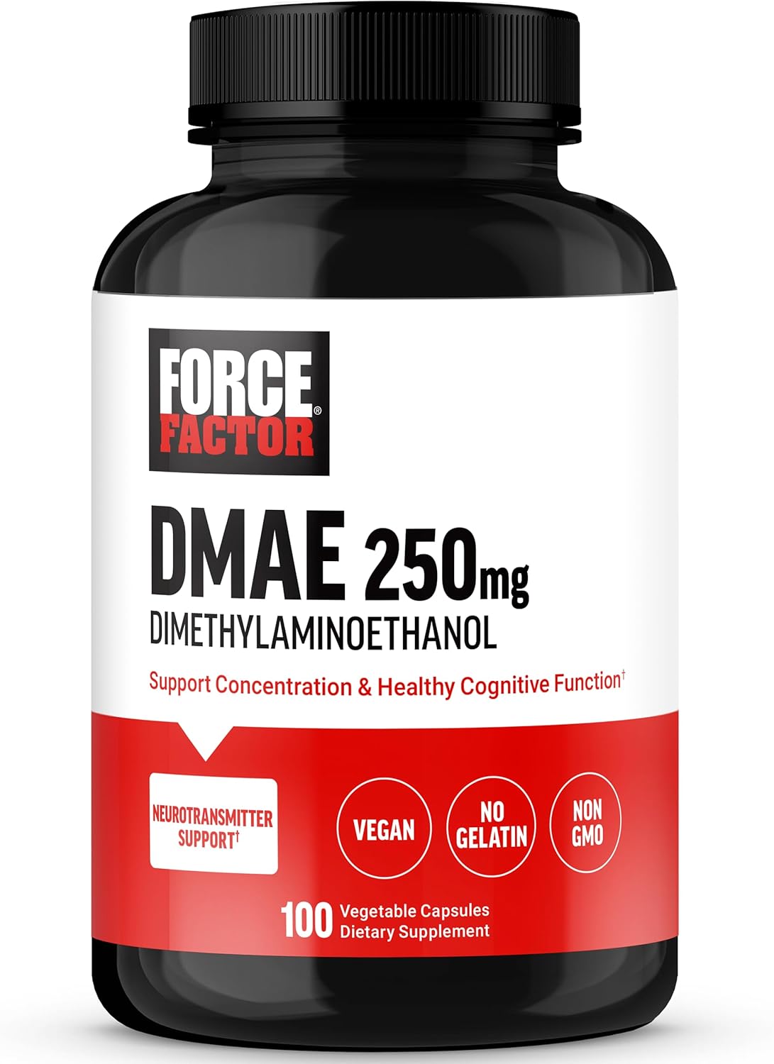 DMAE Brain Supplement for Concentration, Focus, & Cognitive Function - Neurotransmitter Support, Vegan, Non-GMO - 100 Capsules